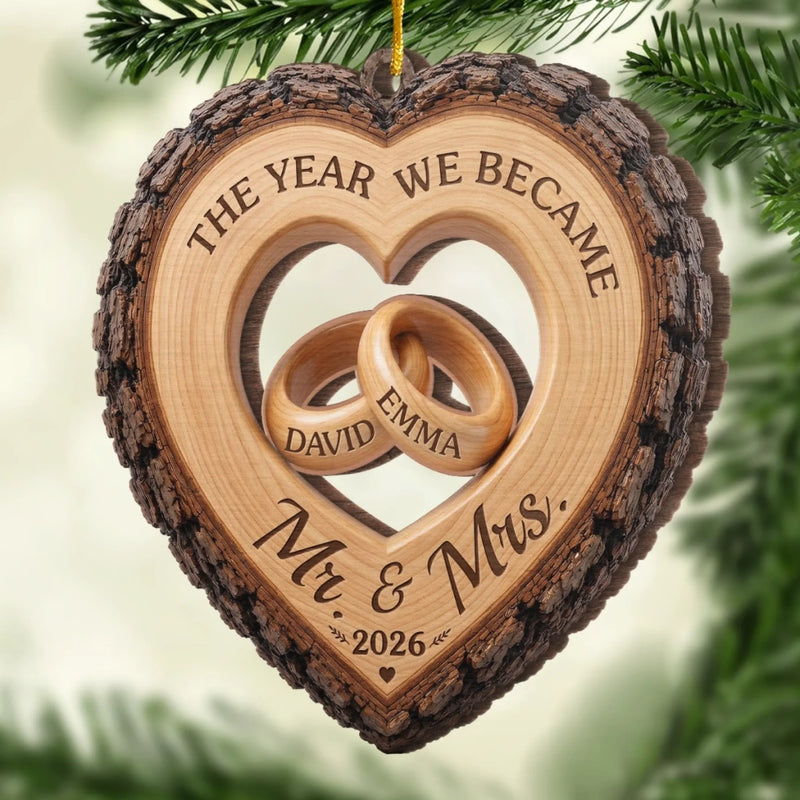Custom First Christmas Wooden Ornament - Personalized Anniversary Christmas Wedding Gifts For Husband And Wife, Him And Her - Forever My Christmas Love