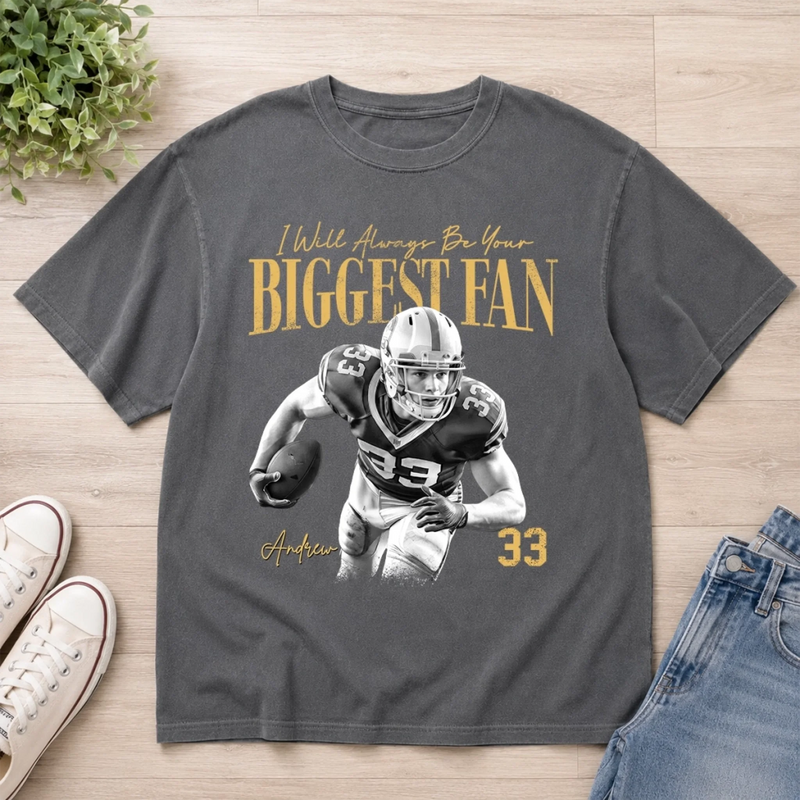 Custom Photo America Football Comfort T-Shirt - Personalized Birthday Gifts For Mom, Dad, America Football Lovers, Sports Fans, Sports Lovers - Sunday Funday Starts Here