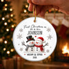 Custom First Christmas Ceramic Ornament - Personalized Anniversary Christmas Wedding Gifts For Husband And Wife, Him And Her - Snow In Love Forever