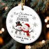 Custom First Christmas Ceramic Ornament - Personalized Anniversary Christmas Wedding Gifts For Husband And Wife, Him And Her - Snow In Love Forever