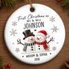 Custom First Christmas Ceramic Ornament - Personalized Anniversary Christmas Wedding Gifts For Husband And Wife, Him And Her - Snow In Love Forever