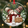 Custom First Christmas Circle Glass Ornament - Personalized Anniversary Christmas Wedding Gifts For Husband And Wife, Him And Her - Snowed In With You