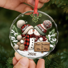 Custom First Christmas Circle Glass Ornament - Personalized Anniversary Christmas Wedding Gifts For Husband And Wife, Him And Her - Snowed In With You