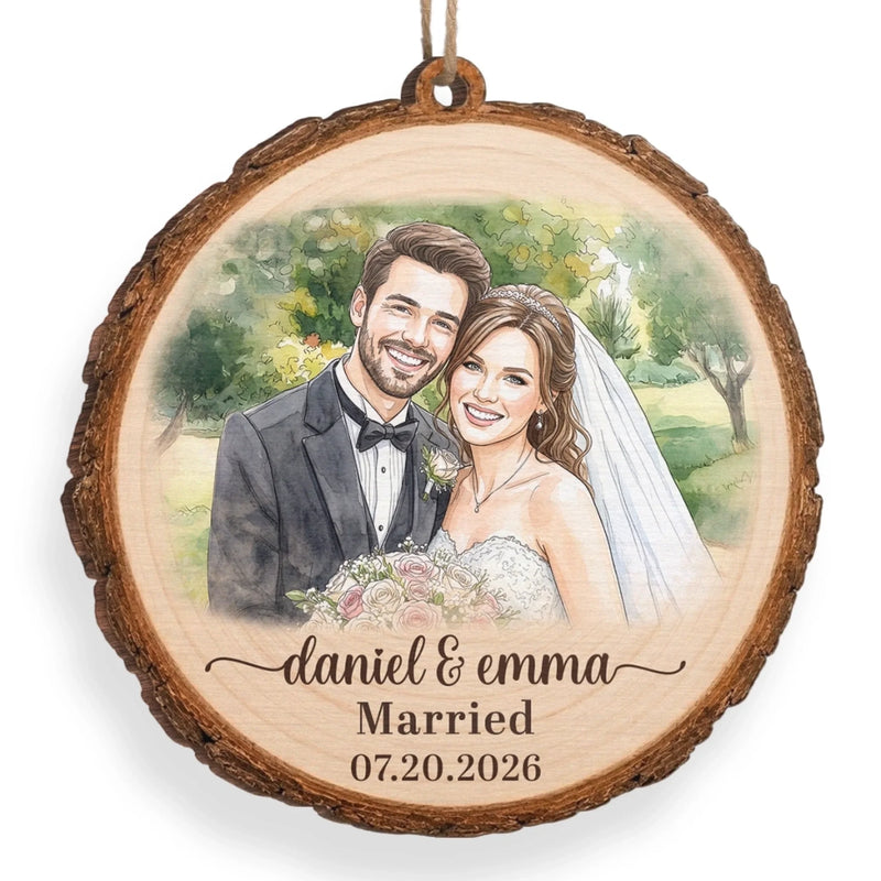 Custom Photo First Christmas Wooden Ornament - Personalized Anniversary Christmas Wedding Gifts For Husband And Wife, Him And Her - Forever Rooted In Love