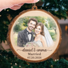 Custom Photo First Christmas Wooden Ornament - Personalized Anniversary Christmas Wedding Gifts For Husband And Wife, Him And Her - Forever Rooted In Love