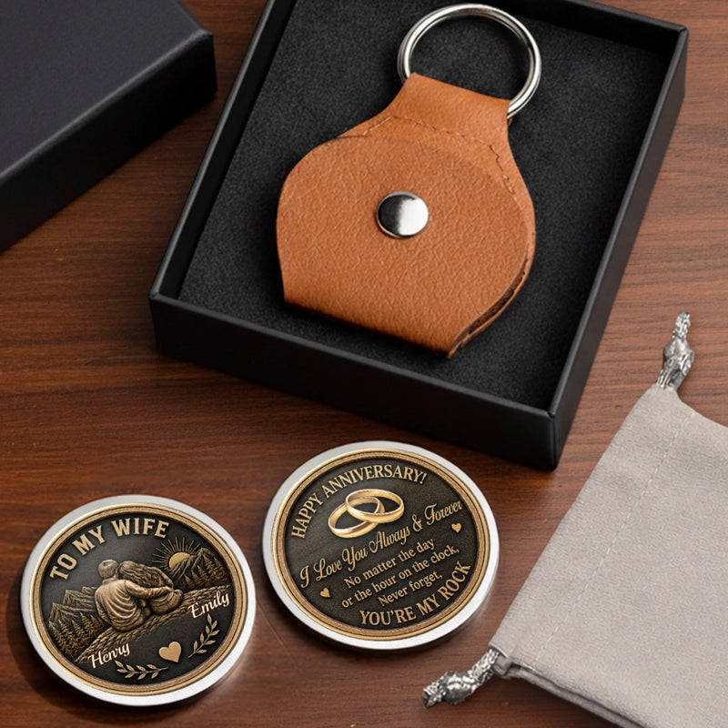 Custom Pocket Hug - Personalized Anniversary Wedding Gifts For Husband And Wife, Him And Her - You Are My Rock