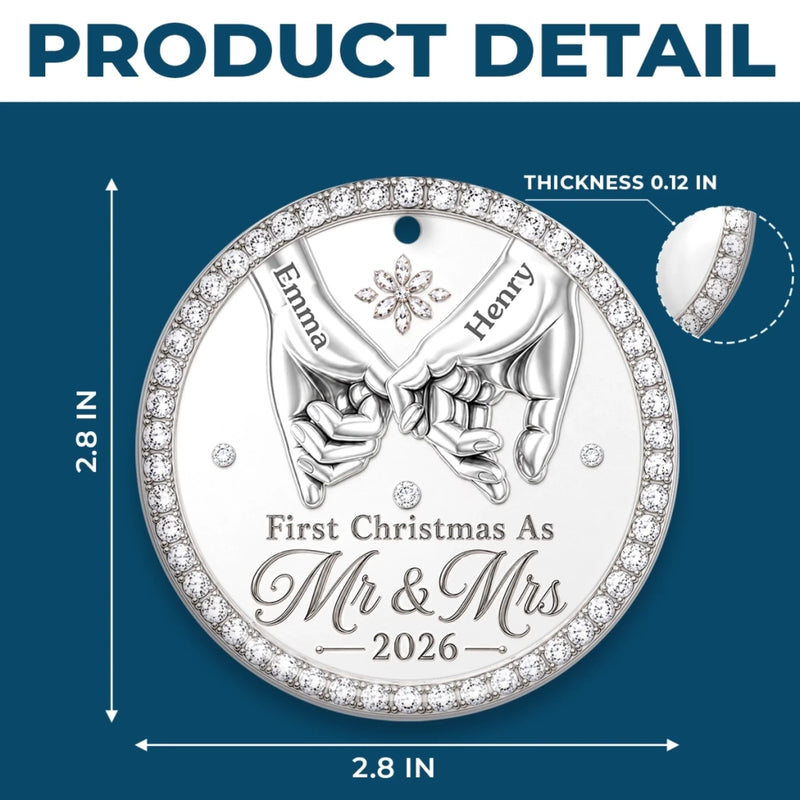 Custom First Christmas Ceramic Ornament - Personalized Anniversary Christmas Wedding Gifts For Husband And Wife, Him And Her - Pinky Promise, Forever Love