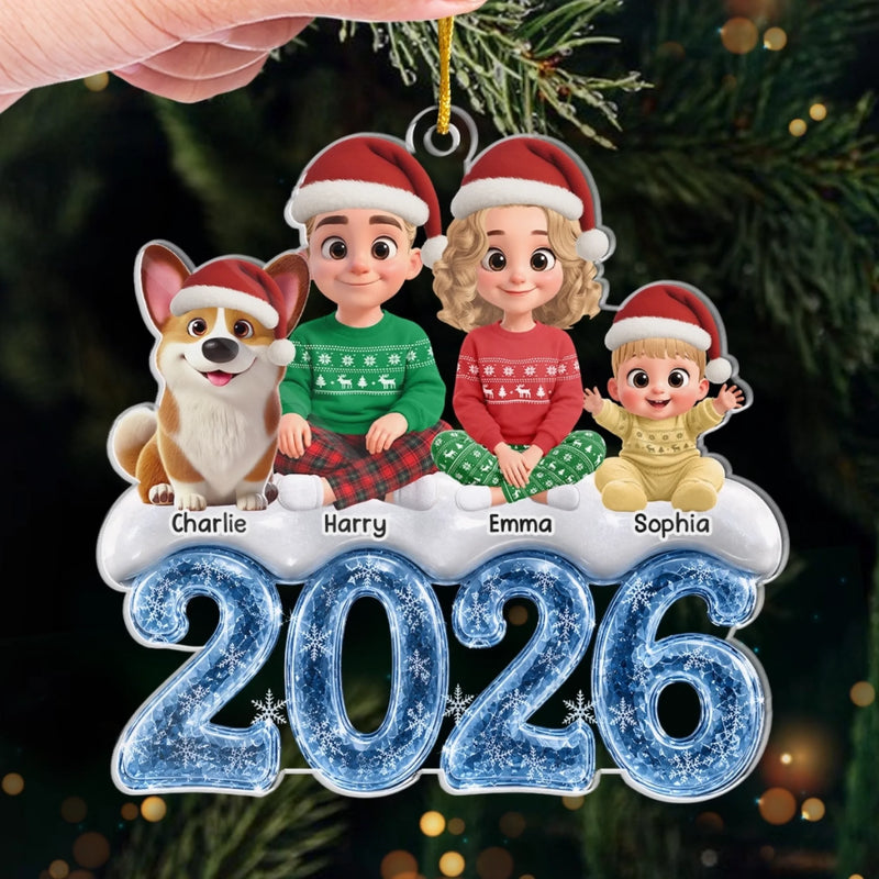 Custom Acrylic Ornament - Personalized Christmas Birthday Gifts For Mom, Dad, Brother, Sister, Dog Cat Lovers - Love Grows Best Together