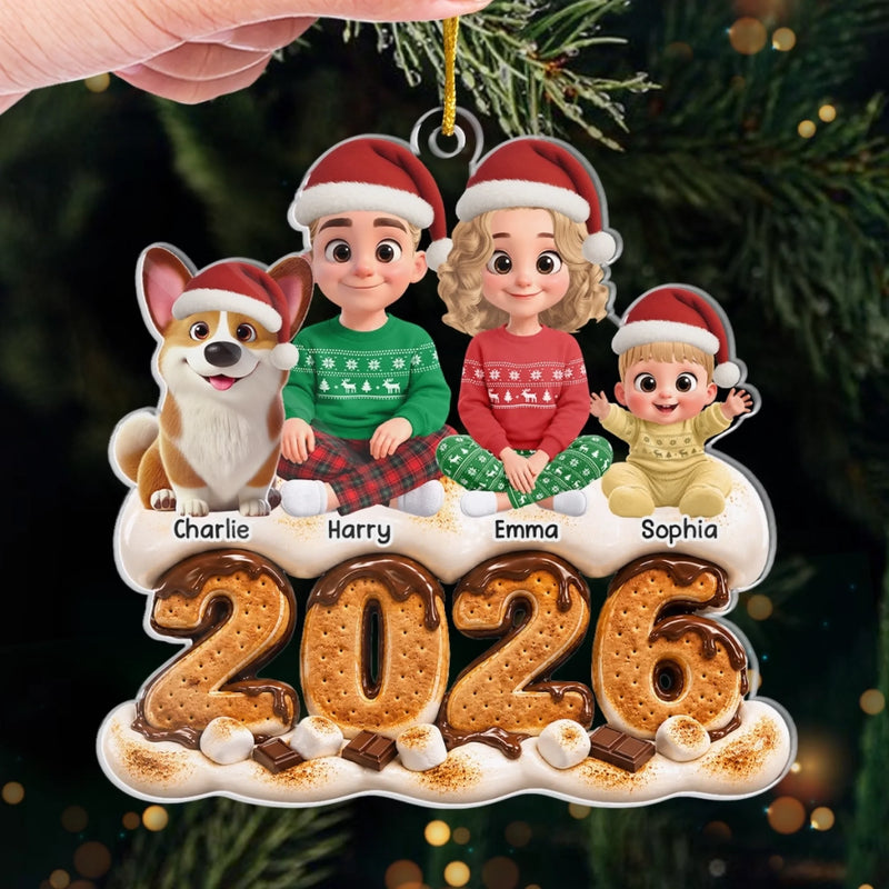 Custom Acrylic Ornament - Personalized Christmas Birthday Gifts For Mom, Dad, Brother, Sister, Dog Cat Lovers - Our Happy Place Is Together