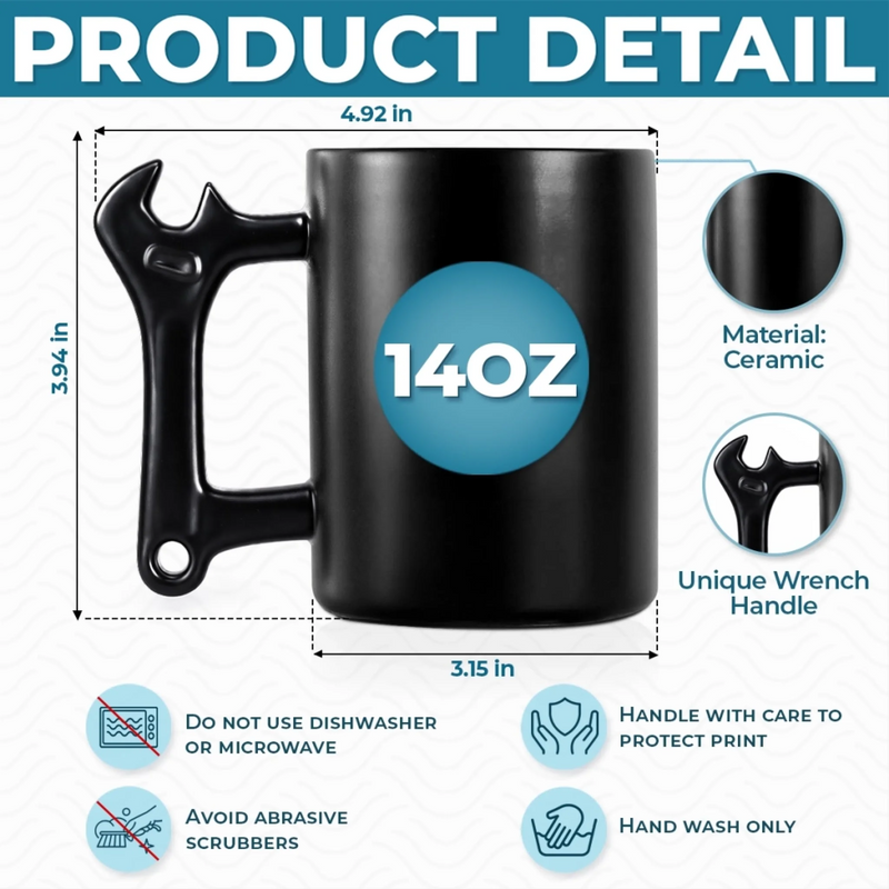 Custom Coffee Mug With Wrench Handle - Personalized Birthday Gifts For Husband, Son, Grandson, Brother, Grandpa, Dad, Yourself - If It's Broken I Fix It