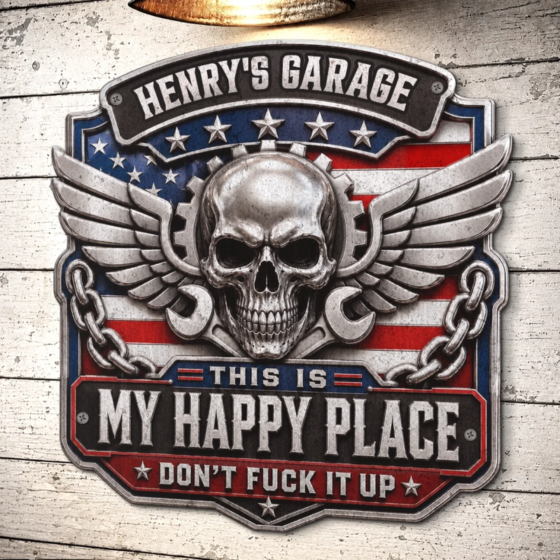 Custom Shaped Metal Sign - Personalized Birthday Gifts For Husband, Son, Grandson, Brother, Grandpa, Dad, Yourself - Enter At Your Own Risk