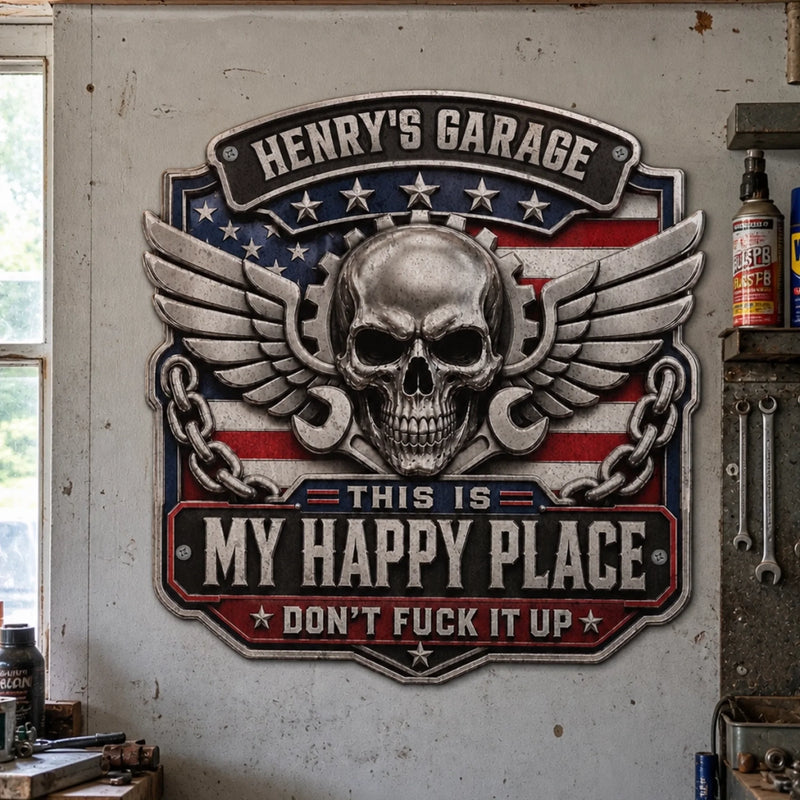 Custom Shaped Metal Sign - Personalized Birthday Gifts For Husband, Son, Grandson, Brother, Grandpa, Dad, Yourself - Enter At Your Own Risk