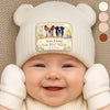 Custom Baby Beanie And Mittens Set - Personalized Baby Shower, Gender Reveal Gifts For New Moms, New Dads, New Parents, Dog Cat Lovers - Growing Up With My First Friend