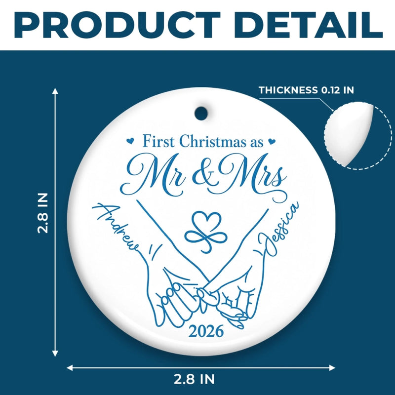 Custom First Christmas Ceramic Ornament - Personalized Anniversary Christmas Wedding Gifts For Husband And Wife, Him And Her - Forever Starts With Us