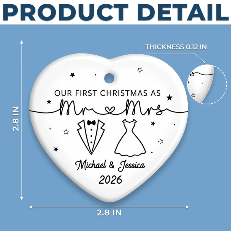 Custom First Christmas Ceramic Ornament - Personalized Anniversary Christmas Wedding Gifts For Husband And Wife, Him And Her - You & Me, Always