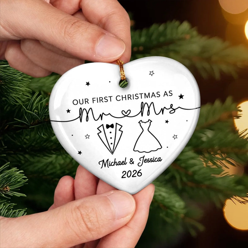 Custom First Christmas Ceramic Ornament - Personalized Anniversary Christmas Wedding Gifts For Husband And Wife, Him And Her - You & Me, Always