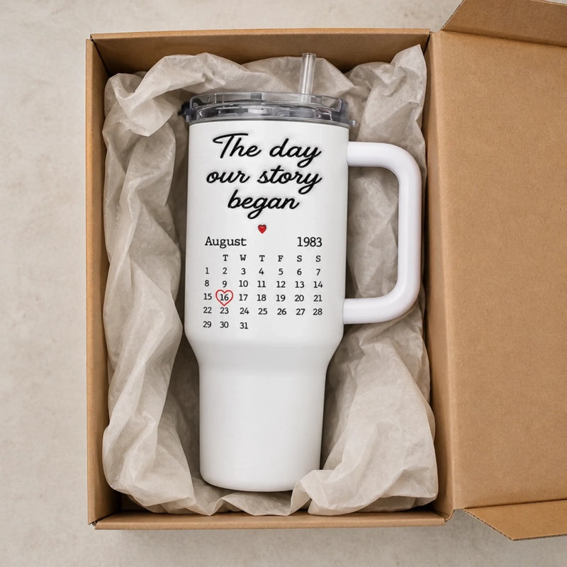 Custom 40 Oz Stainless Steel Tumbler With Handle - Personalized  Anniversary Wedding Gifts For Husband And Wife, Him And Her - Keeping You For Life