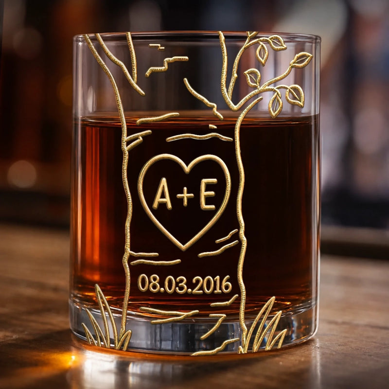 Custom 11oz Whiskey Glass - Personalized Anniversary Wedding Gifts For Husband And Wife, Him And Her - Roots Of Endless Love