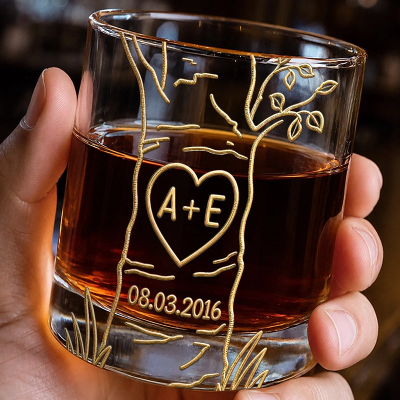 Custom 11oz Whiskey Glass - Personalized Anniversary Wedding Gifts For Husband And Wife, Him And Her - Roots Of Endless Love