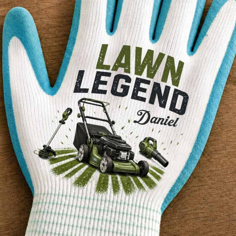Custom Coated Grip Gardening Gloves - Personalized Birthday Garden Gifts For Gardeners,  Husband, Son, Grandson, Brother, Grandpa, Dad, Yourself - Lawn Legend At Work