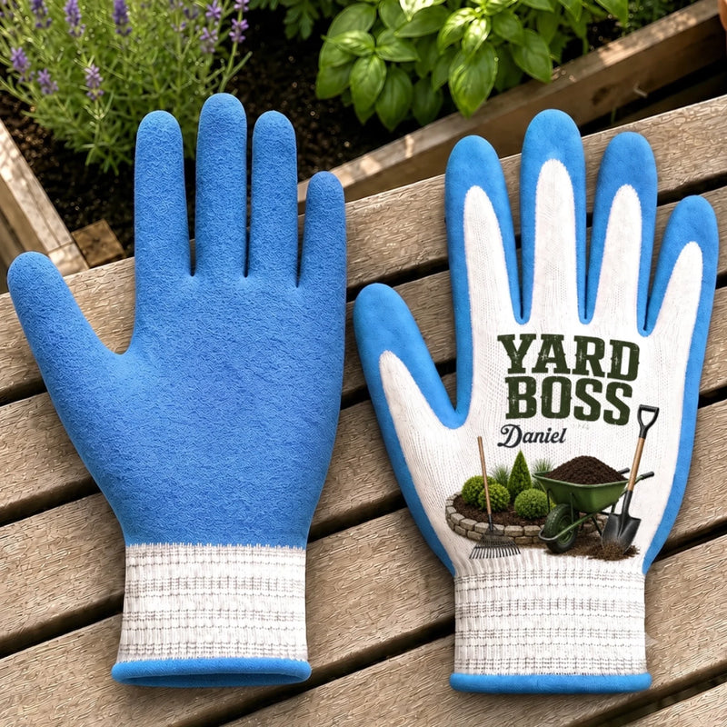 Custom Coated Grip Gardening Gloves - Personalized Birthday Garden Gifts For Gardeners,  Husband, Son, Grandson, Brother, Grandpa, Dad, Yourself - King Of The Backyard