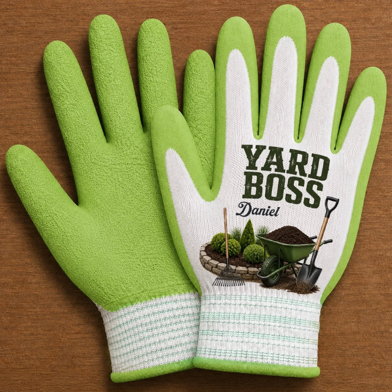 Custom Coated Grip Gardening Gloves - Personalized Birthday Garden Gifts For Gardeners,  Husband, Son, Grandson, Brother, Grandpa, Dad, Yourself - King Of The Backyard