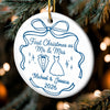 Custom First Christmas Ceramic Ornament - Personalized Anniversary Christmas Wedding Gifts For Husband And Wife, Him And Her - Now And Forever