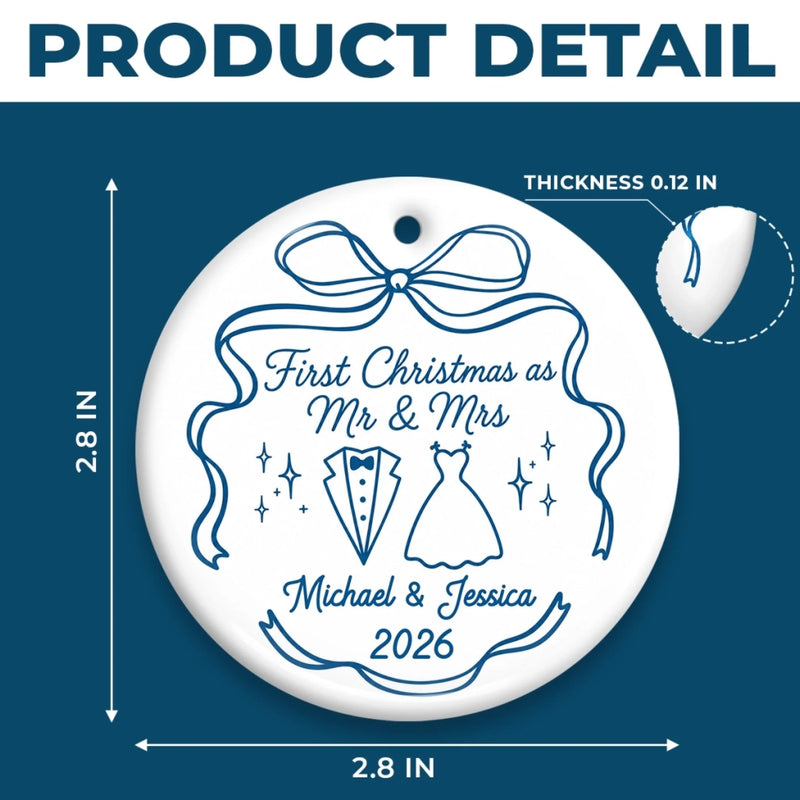 Custom First Christmas Ceramic Ornament - Personalized Anniversary Christmas Wedding Gifts For Husband And Wife, Him And Her - Now And Forever