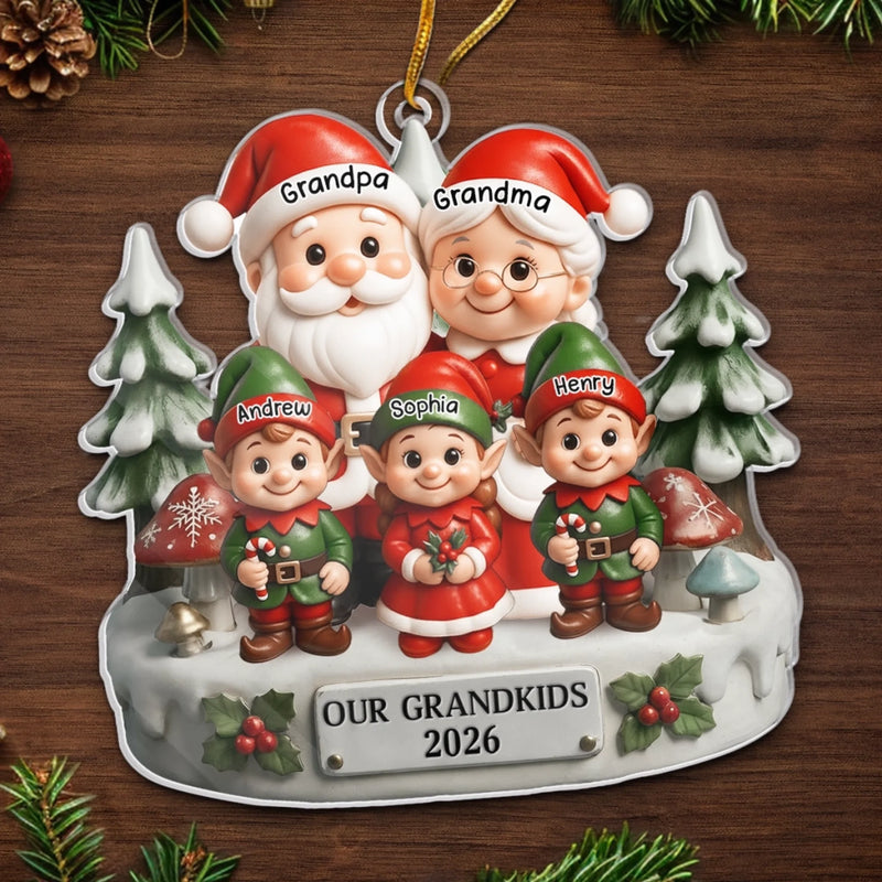 Custom Acrylic Ornament - Personalized Christmas Birthday Gifts For Grandpa, Grandma - Smiles Shine Bright Waiting For Santa