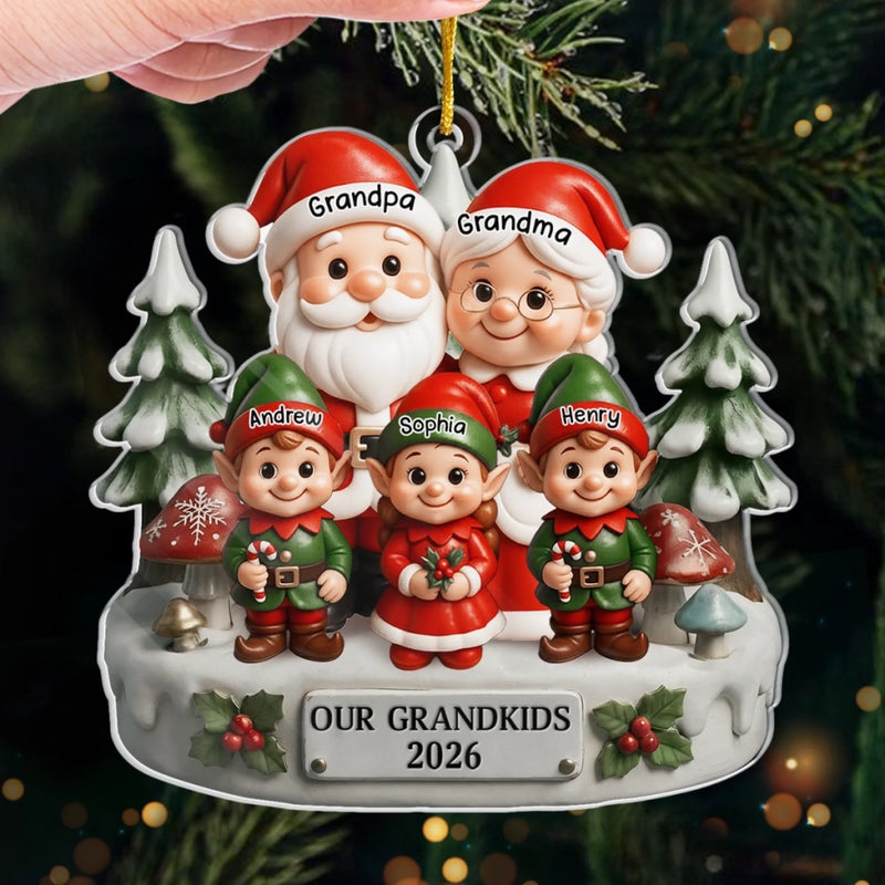 Custom Acrylic Ornament - Personalized Christmas Birthday Gifts For Grandpa, Grandma - Smiles Shine Bright Waiting For Santa
