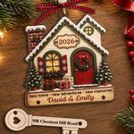 Custom New Home Wooden Ornament With Tag - Personalized Anniversary Christmas Wedding Gifts For Couple - Key To New Beginnings