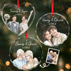 Custom Photo Heart, Round Glass Ornament - Personalized Anniversary Christmas Wedding Gifts For Husband And Wife, Him And Her - Together Feels Like Home