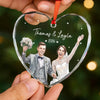 Custom Photo Heart, Round Glass Ornament - Personalized Anniversary Christmas Wedding Gifts For Husband And Wife, Him And Her - Together Feels Like Home