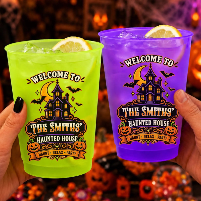 Custom Halloween Party Cups - Personalized Halloween Birthday Gifts For Mom, Dad, Brother, Sister - Boo And Family Fun