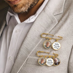 Custom Lapel Pin With Photo Charms - Personalized Memorial Sympathy Gifts For Brides - Always Walking By Your Side