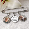 Custom Lapel Pin With Photo Charms - Personalized Memorial Sympathy Gifts For Brides - Always Walking By Your Side