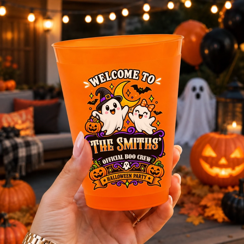 Custom Boo Halloween Party Cups - Personalized Halloween Birthday Gifts For Mom, Dad, Brother, Sister - Creepy Cute Together