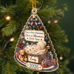 Custom First Christmas Acrylic Ornament - Personalized America 250th Anniversary Christmas Gifts For New Parents, Grandparent - Our Patriotic Little Miracle Baby
