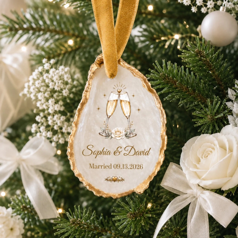 Custom First Christmas Oyster-Shaped Ornament - Personalized Anniversary Christmas Wedding Gifts For Husband And Wife, Him And Her - Sweetest Christmas With You