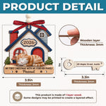 Custom First Christmas Wooden Ornament With Tag - Personalized Christmas Birthday Gifts For Dog Cat Lovers, Dog Dad And Mom, Cat Owners - Curled Up In Love