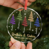 Custom Circle Glass Ornament - Personalized Christmas Birthday Gifts For Mom, Dad, Brother, Sister - Side By Side Forever