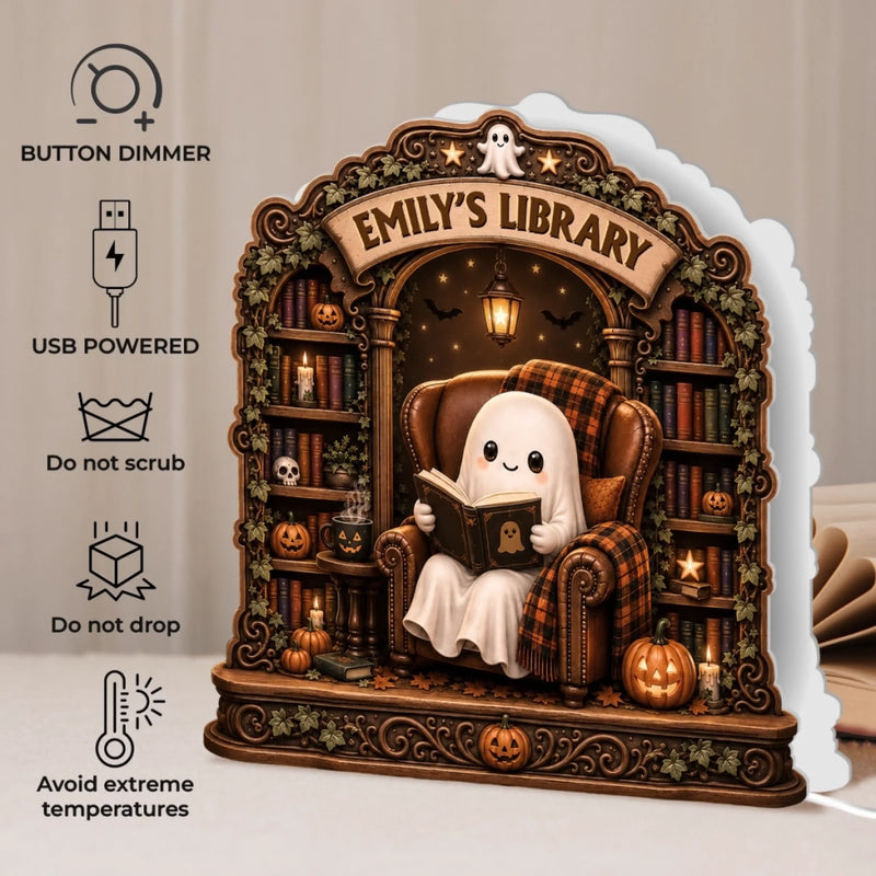 Custom Halloween Shaped Light Box - Personalized Bookish Gifts For Book Lovers, Bookworms, Readers - Spells And Stories Await