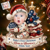Custom Photo First Christmas Acrylic Ornament - Personalized America 250th Anniversary Christmas Gifts For New Moms, New Dads, New Parents - Our Bright Little Patriotic Star