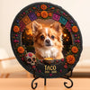 Custom Photo Day Of The Dead Round Shaped Stone With Stand - Personalized Pet Memorial Sympathy Gifts For Dogs, Cats - Your Memory Stays Close