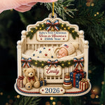 Custom First Christmas Acrylic Ornament - Personalized America 250th Anniversary Christmas Gifts For New Moms, New Dads, Baby - Wrapped In Love And Freedom