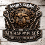 Custom Shaped Metal Sign - Personalized Birthday Gifts For Dog Lovers, Mechanics, DIYers - My Tools My Happy Place