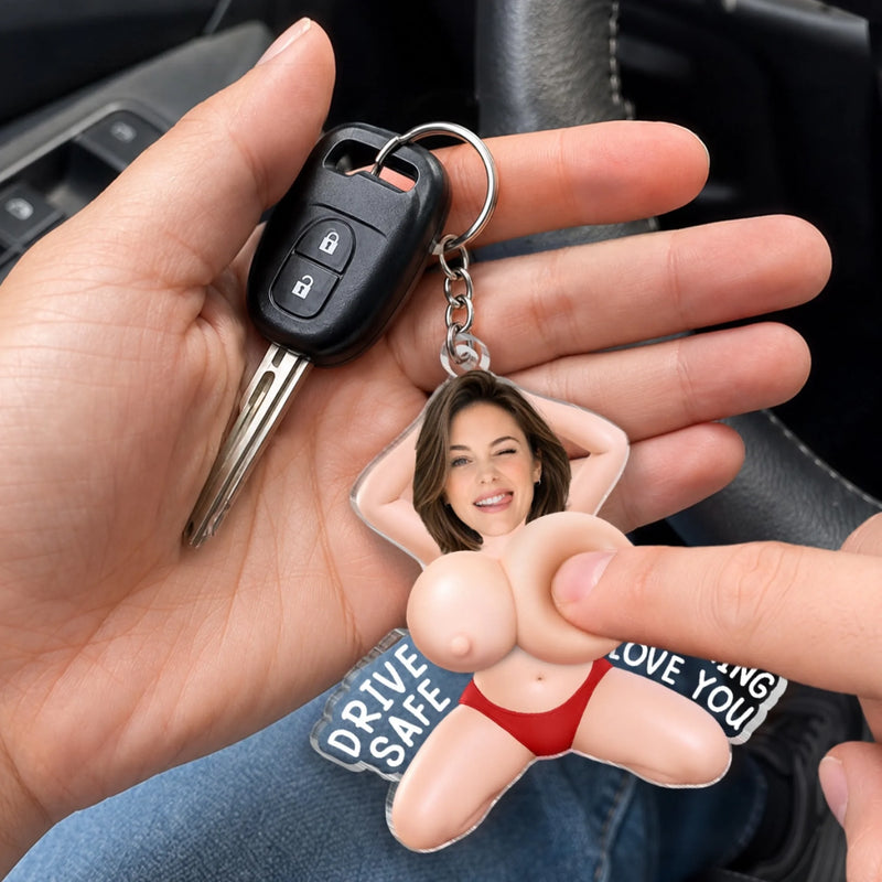 Custom Photo Squishy Acrylic Keychain - Personalized Anniversary Wedding Gifts For Husband And Wife, Him And Her - Spicy Reminders On The Go