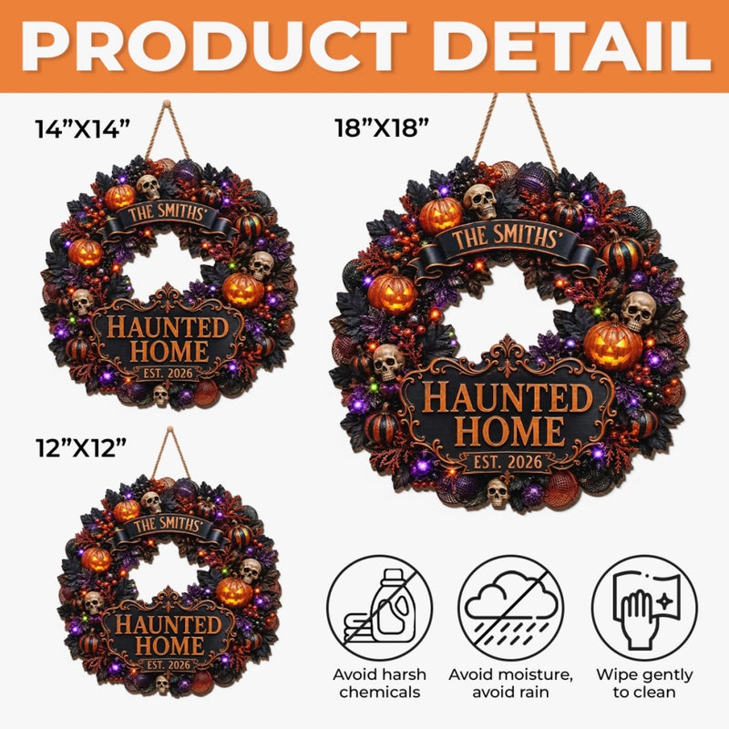 Custom Haunted Home Wood Sign - Personalized Halloween Decor Birthday Gifts For Mom, Dad, Brother, Sister - Creep It Real Always