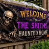 Custom Haunted Home Banner - Personalized Halloween Decor Gifts For Mom, Dad, Brother, Sister - Our Family Is Spooktacular