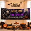 Custom Haunted Home Banner - Personalized Halloween Decor Gifts For Mom, Dad, Brother, Sister - Our Family Is Spooktacular